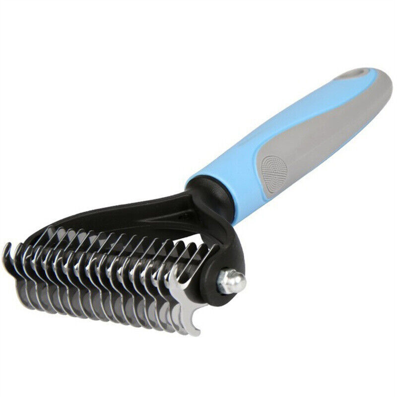 Cepillo de aseo para mascotas, para perros y gatos, herramienta para quitar el pelo suelto, rastrillo y peine, herramienta para desenredar el pelaje de dos lados para perros y gatos.