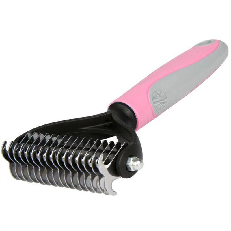 Cepillo de aseo para mascotas, para perros y gatos, herramienta para quitar el pelo suelto, rastrillo y peine, herramienta para desenredar el pelaje de dos lados para perros y gatos.